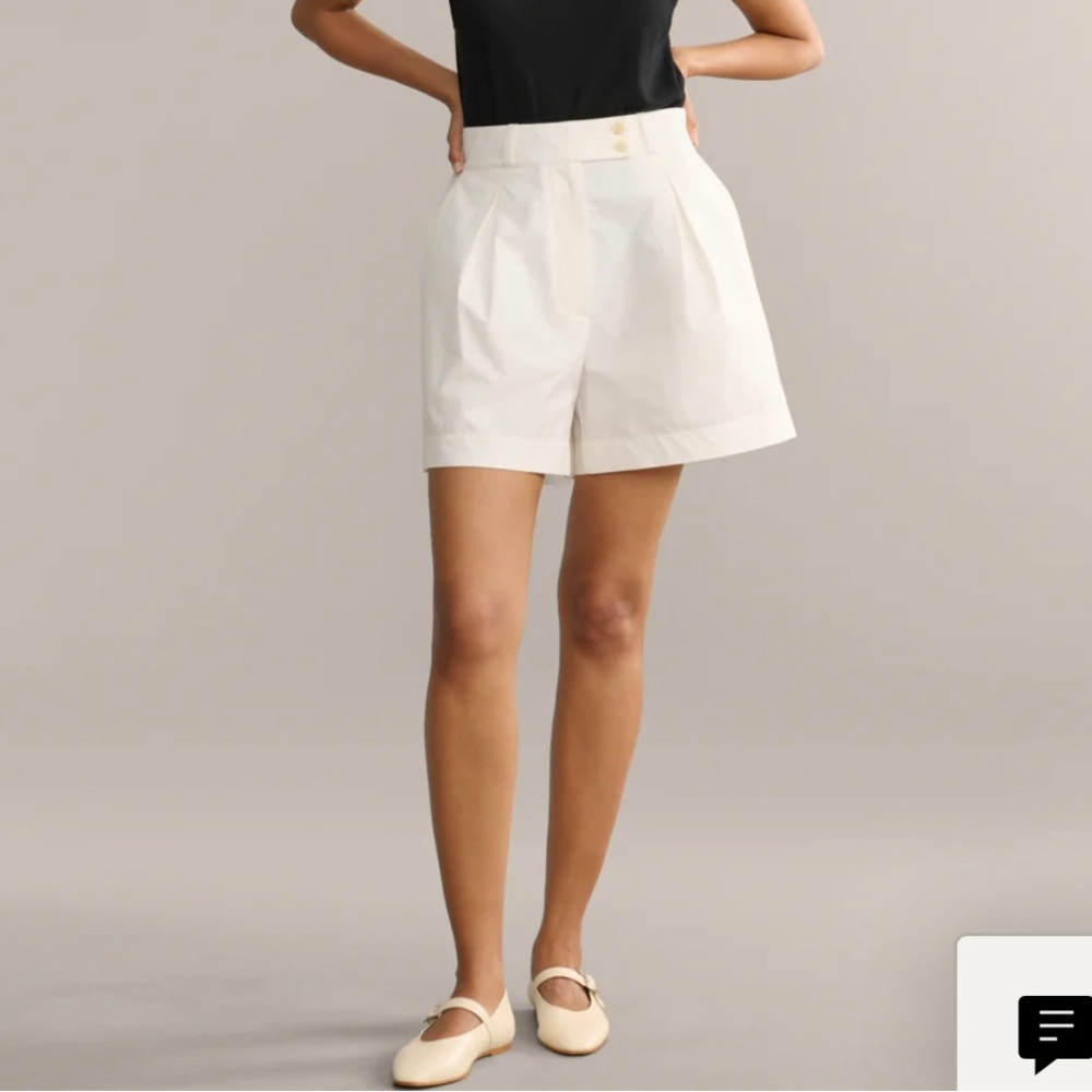 NWT Jenni Kayne Cream High-Waist Pleated Shorts